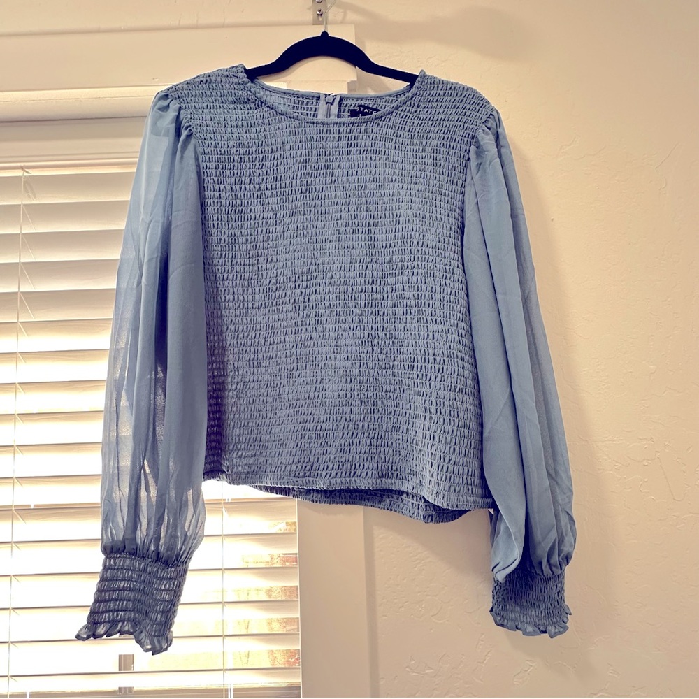 Nordstrom Powder Blue Smocked Blouse - Picture 3 of 14